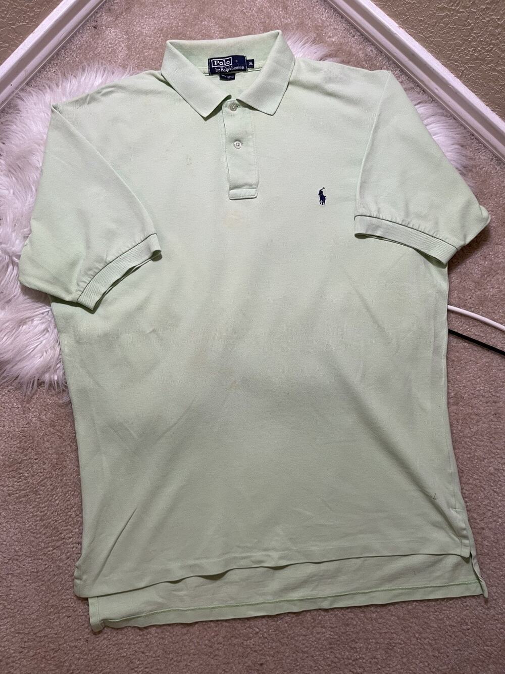Ralph Lauren Polo Shirt Mens XL Green Short Sleeve Cotton Pique Golf